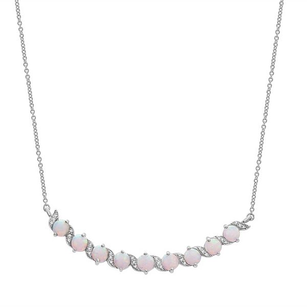 Sterling Silver LabCreated Opal Twist Collar Necklace