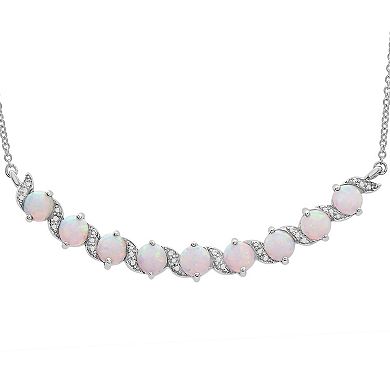 Sterling Silver Lab-Created Opal Twist Collar Necklace