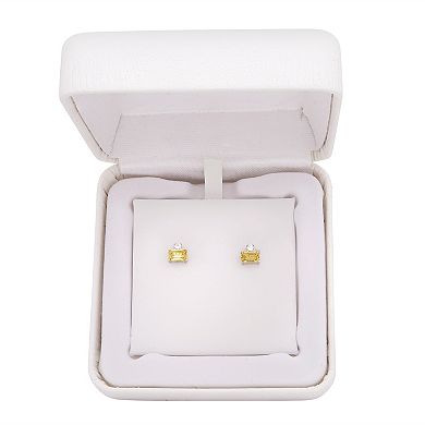 Sterling Silver Lab-Created White & Yellow Sapphire Stud Earrings