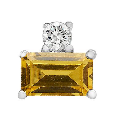 Sterling Silver Lab-Created White & Yellow Sapphire Stud Earrings