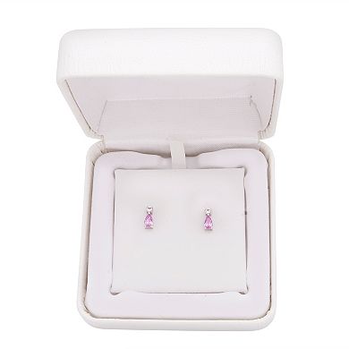 Sterling Silver Lab-Created Pink & White Sapphire Stud Earrings