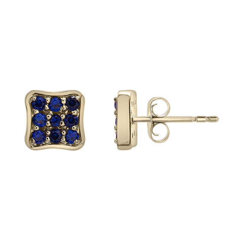 14k Gold Over Sterling Silver Lab-Created Sapphire Square Stud Earrings, Wo