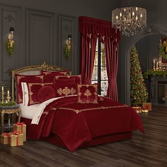 Five Queens Court Nicholas Crimson 3 pc Duvet Cover Set