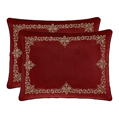 Five Queens Court Nicholas Crimson 3-piece Duvet Cover Set