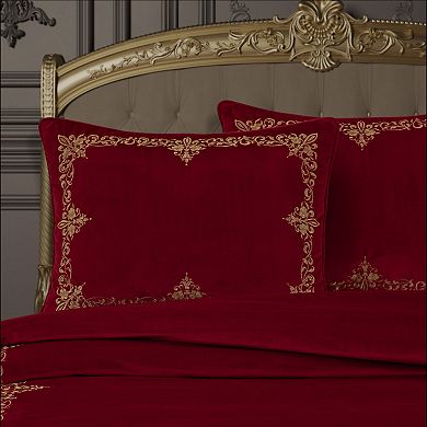 Five Queens Court Nicholas Crimson 3-piece Duvet Cover Set