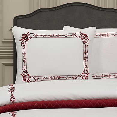 Five Queens Court Holiday Dreams Red 3-piece Duvet Cover Set