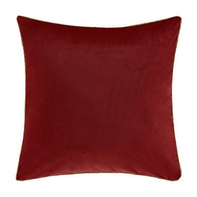 Five Queens Court Nicholas Crimson 18" Square Embellished Decorative Throw Pillow