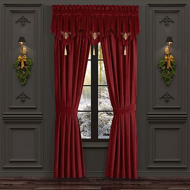 Five Queens Court Nicholas Crimson 84" Set of 2 Window Curtain Panels