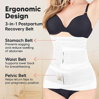 KeaBabies Revive 3-in-1 Postpartum Belly Band Wrap, Post Partum Recovery, Waist Binder Shapewear