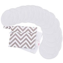 KeaBabies 14pk Contour Organic Nursing Pads, Reusable Nipple Pads for Breastfeeding, Washable Breast Pads + Wash Bag (Neutrals, Large)