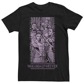 Men's Marvel Wakanda Forever Group Shot Monochrome Portrait Tee