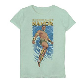 Girls 7-16 Marvel Wakanda Forever My Enemies Call Me Namor Animated Portrait Graphic Tee
