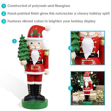 Sunnydaze Santa Claus with Tree Indoor Nutcracker Statue - 16.75 in