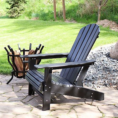 Sunnydaze Lake Style Adirondack Chair with Cup Holder - White