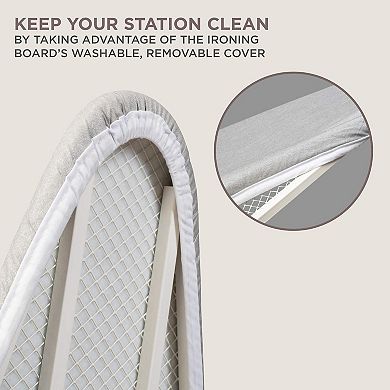 Ivation Wall-Mounted Ironing Board, & Ironing Board Cover W/ Mirror