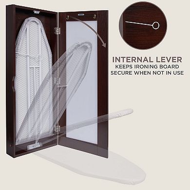 Ivation Wall-Mounted Ironing Board, & Ironing Board Cover W/ Mirror