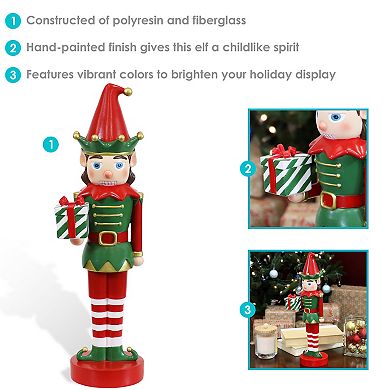 Sunnydaze Jingles the Christmas Elf Indoor Nutcracker Statue - 17 in