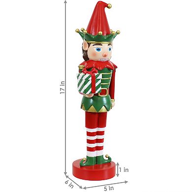 Sunnydaze Jingles the Christmas Elf Indoor Nutcracker Statue - 17 in