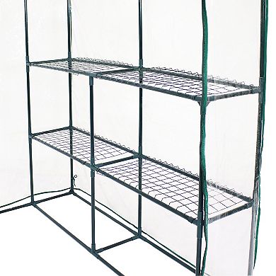 Sunnydaze Grandeur Walk-In Greenhouse with 4 Shelves for Outdoors - Clear
