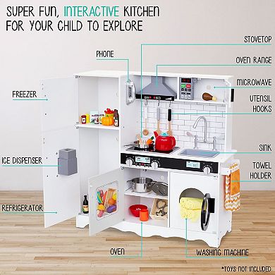 Lil’ Jumbl kitchen set for kids  Interactive Kitchen Pretend Wooden Play Kitchen