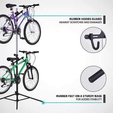 RaxGo Freestanding & Foldable Design, Adjustable Bike Storage Rack for 2 Bikes