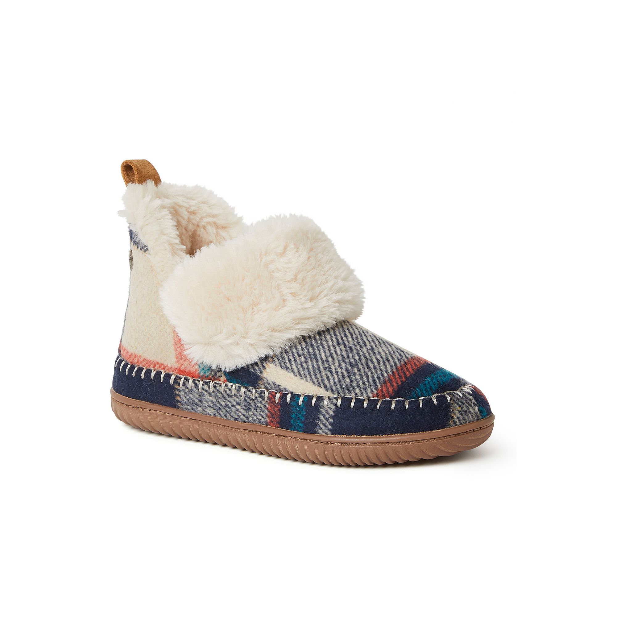Alpine by Dearfoams Moritz Womens Bootie Slippers, Size: 6, Blue Plaid