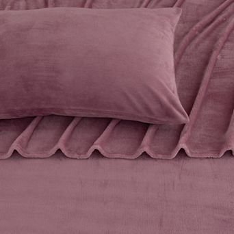 Madelinen Solid Velvet Plush Warm & Cozy Luxurious Fleece Sheet Set
