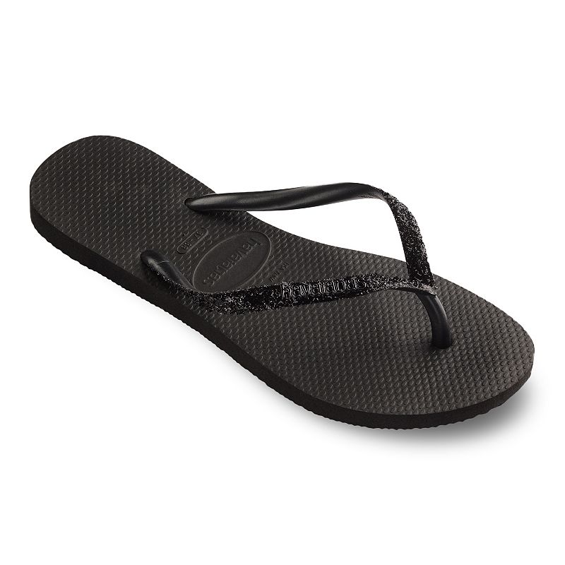 Havaianas Slim Glitter II Womens Flip Flop Sandals, Size: 6, Dark Grey