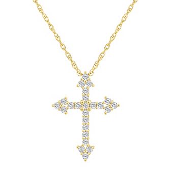 Alyson Layne 10k Gold 1/2 Carat T.W. Diamond Cross Pendant Necklace