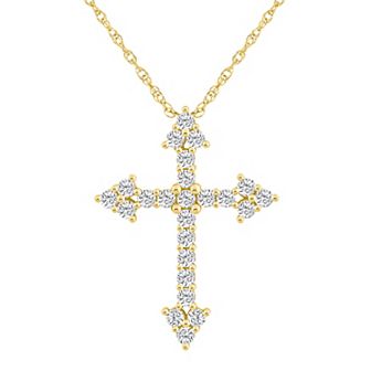 Alyson Layne 10k Yellow Gold 1 Carat T.W. Diamond Cross Pendant Necklace