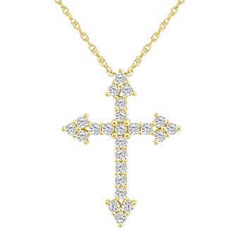 Alyson Layne 10k Yellow Gold 1 Carat T.W. Diamond Cross Pendant Necklace