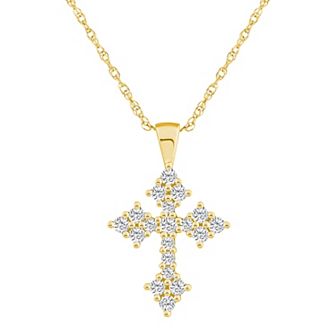 Alyson Layne 10k Yellow Gold 3/4 Carat T.W. Diamond Cross Pendant Necklace