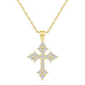 Alyson Layne 10k Yellow Gold 3/4 Carat T.W. Diamond Cross Pendant Necklace