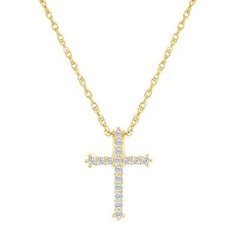 Alyson Layne 10k Yellow Gold 1/4 Carat T.W. Diamond Cross Pendant Necklace
