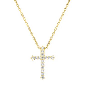 Alyson Layne 10k Yellow Gold 1/4 Carat T.W. Diamond Cross Pendant Necklace
