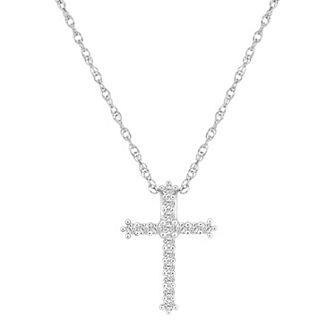 Alyson Layne 10k Yellow Gold 1/4 Carat T.W. Diamond Cross Pendant Necklace