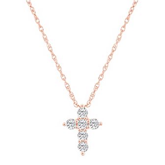 Alyson Layne 14k Gold 1/2 Carat T.W. Diamond Cross Pendant Necklace