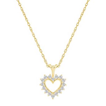 Alyson Layne 14k Gold 1/4 Carat T.W. Diamond Open Heart Pendant Necklace