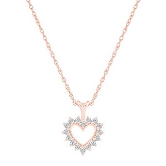 Alyson Layne 14k Gold 1/4 Carat T.W. Diamond Open Heart Pendant Necklace