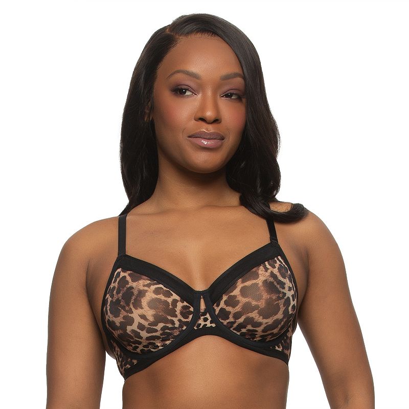 Women's Paramour by Felina Ethereal Mesh Bra 115159, Size: 34 C, Wild Instinct Animal