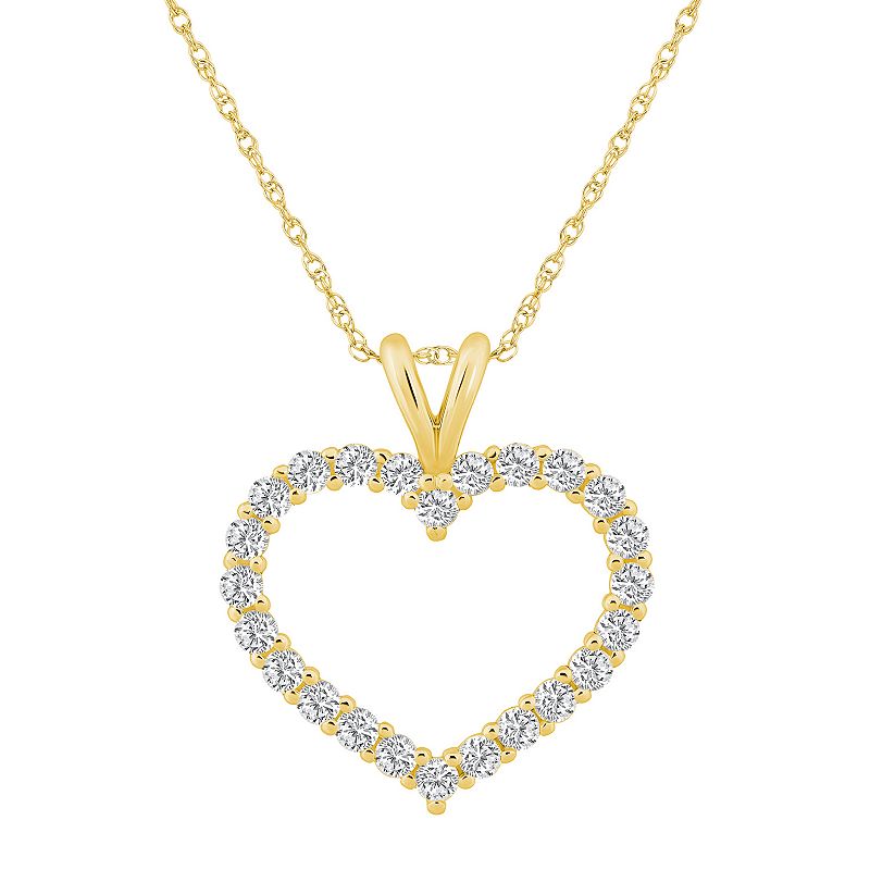 Alyson Layne 14k Gold 1 1/10 Carat T.W. Diamond Heart Pendant Necklace, Wo