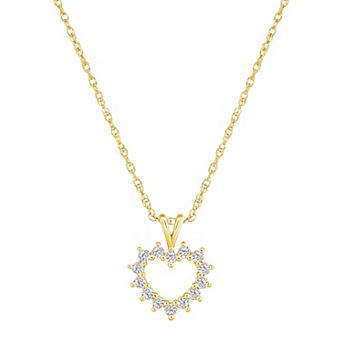 Alyson Layne 14k Gold 1/4 Carat T.W. Diamond Petite Open Heart Pendant Necklace