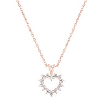Alyson Layne 14k Gold 1/4 Carat T.W. Diamond Petite Open Heart Pendant Necklace