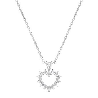 Alyson Layne 14k Gold 1/4 Carat T.W. Diamond Petite Open Heart Pendant Necklace