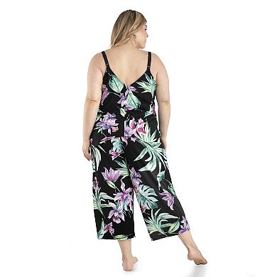 Plus Size Lilac+London Print Pajama Camisole & Pajama Crop Pants Set