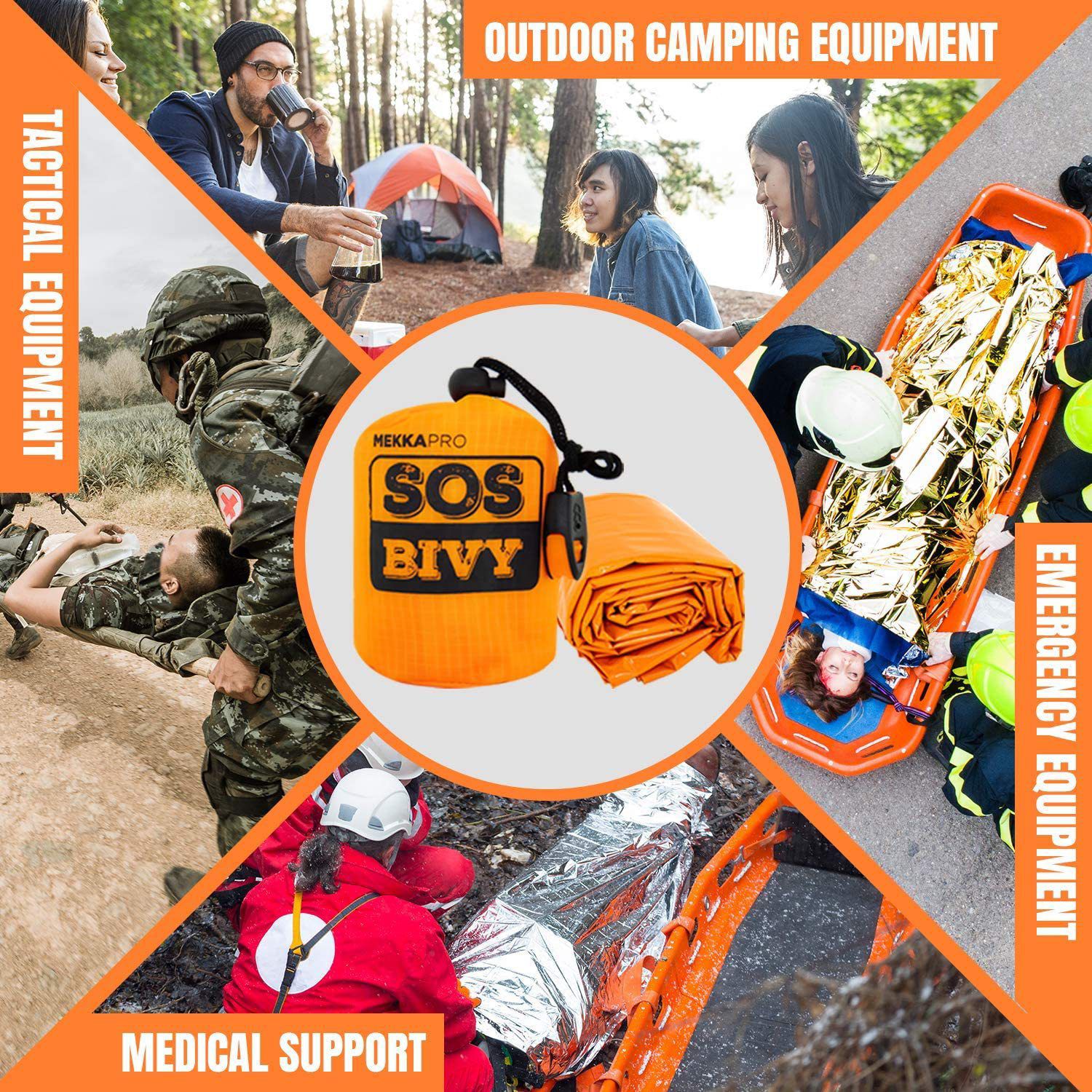 Qunclay 12 Set Emergency Sleeping Bag Bivvy Sack - 82.7" X 35.4", Aluminum Foil, Includes Whistles & Stuff Sacks