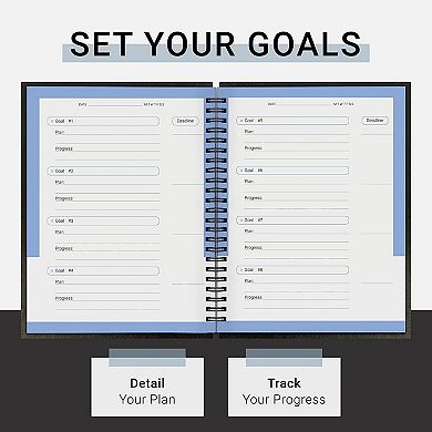 Fitmate Fitness Journal, 160-page Spiral Workout Log Book With Goal Setting And Tracking 8 X 6 In