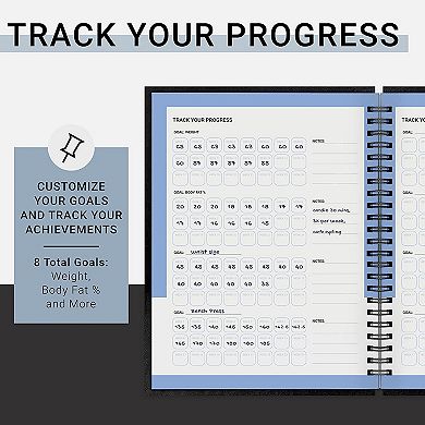 Fitmate Fitness Journal, 160-page Spiral Workout Log Book With Goal Setting And Tracking 8 X 6 In
