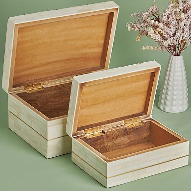 GAURI KOHLI Monaco Ivory Decorative Boxes, Set of 2