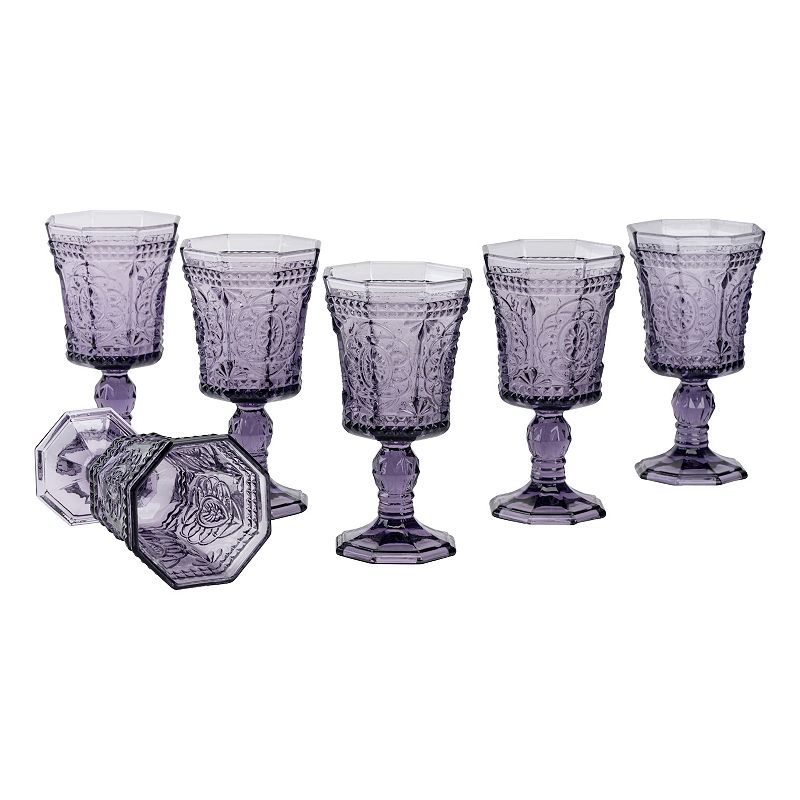 10 Strawberry Street Vatican 6 pc. Red Wine Glass Set, Purple